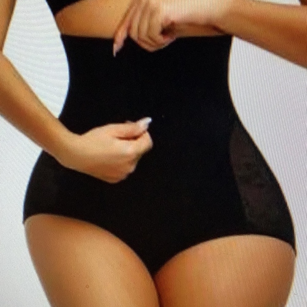 Zip front tummy control body shaper butt lifter slip shorts black size 3XL